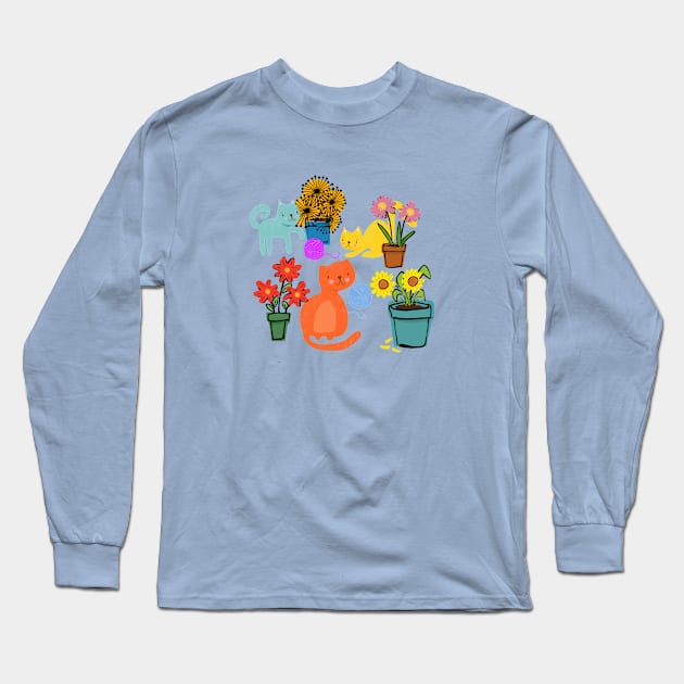 Three Curious Cats Long Sleeve T-Shirt by LittleBunnySunshine